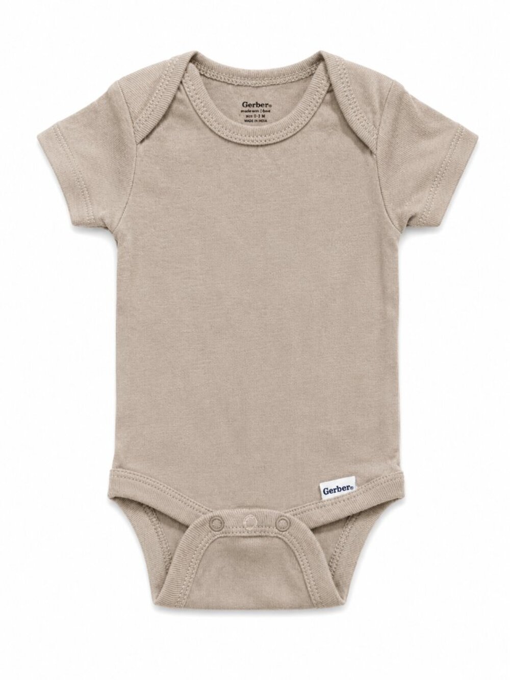 Gerber Baby Bodysuit Onesie | Beige/Tan | Short Sleeve